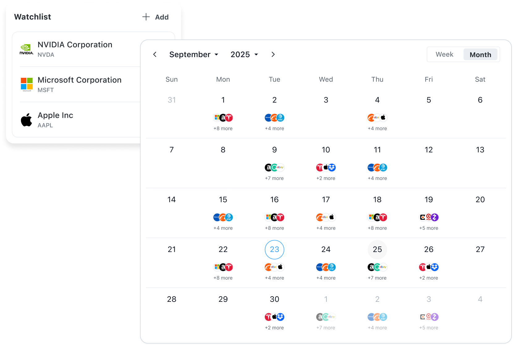 Create watchlists and earnings calendars
